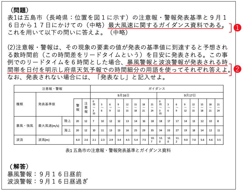 防災事項の問題の傾向と対策 気象予報士の実技試験に役立つ情報